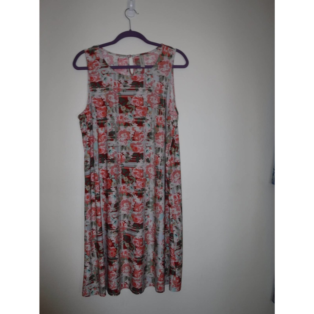 Tacera- XL Sleevless MIDI Dress, peach and earth tones.